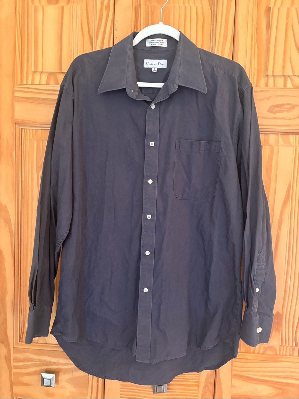 Christian Dior Men's Dark Grey Long-Sleeve Button-Down Shirt